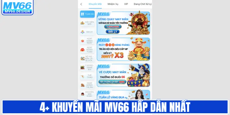4+ khuyến mãi MV66 hấp dẫn nhất