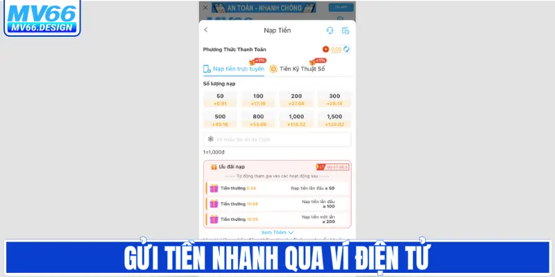 Gửi tiền nhanh qua ví điện tử